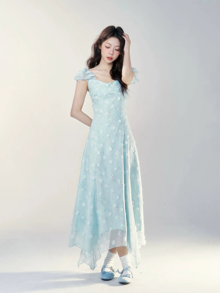 Wildberry Temperament Sweet Floral Waist Dress