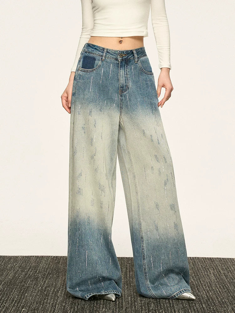 Aaisup Retro Gradual Change Straight Jeans