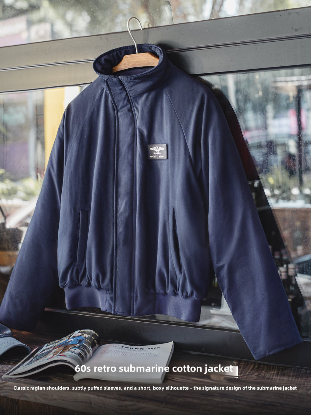 Madden Navy Blue Stand-up Collar Cotton Jacket