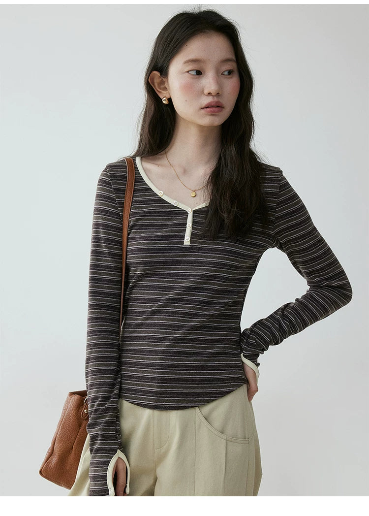 VOOE Contrast Striped Slim Tee