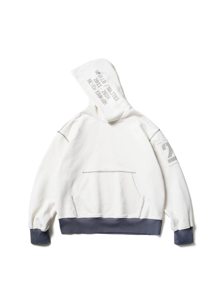 SUPERTOFU Bright Line Retro Contrasting Color Patch Print Hooded Sweater