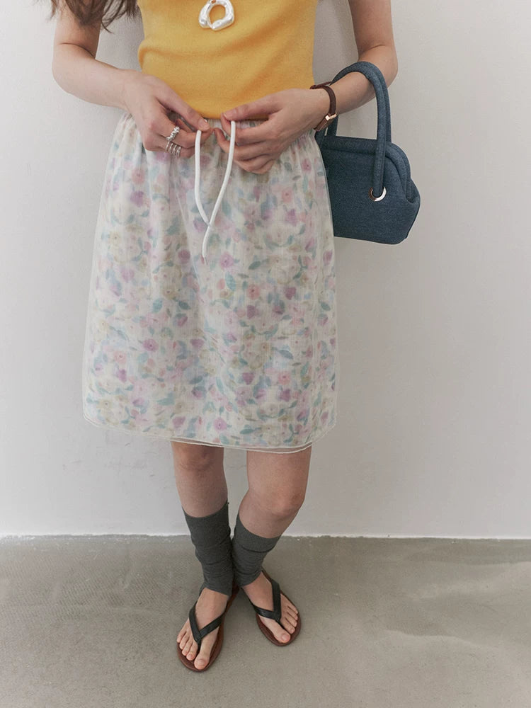 VOOE Mesh Floral Fashion Skirt