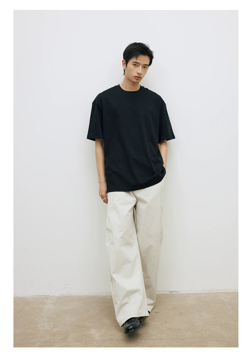 LR Drape Anti-wrinkle Solid Color Backing Tee