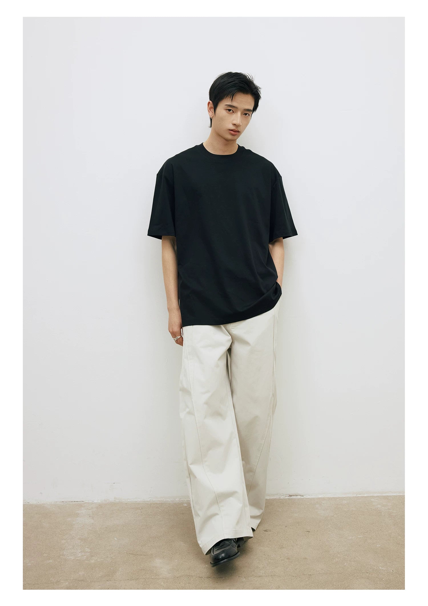 LR Drape Anti-wrinkle Solid Color Backing Tee