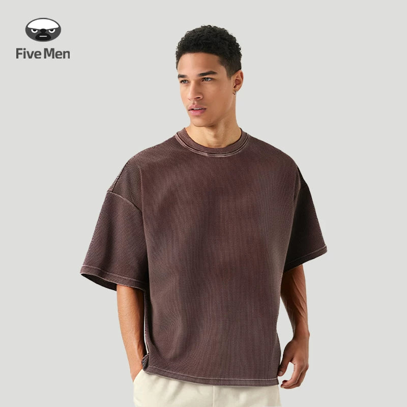 FIVEMEN Vintage Crew Neck Casual Tee