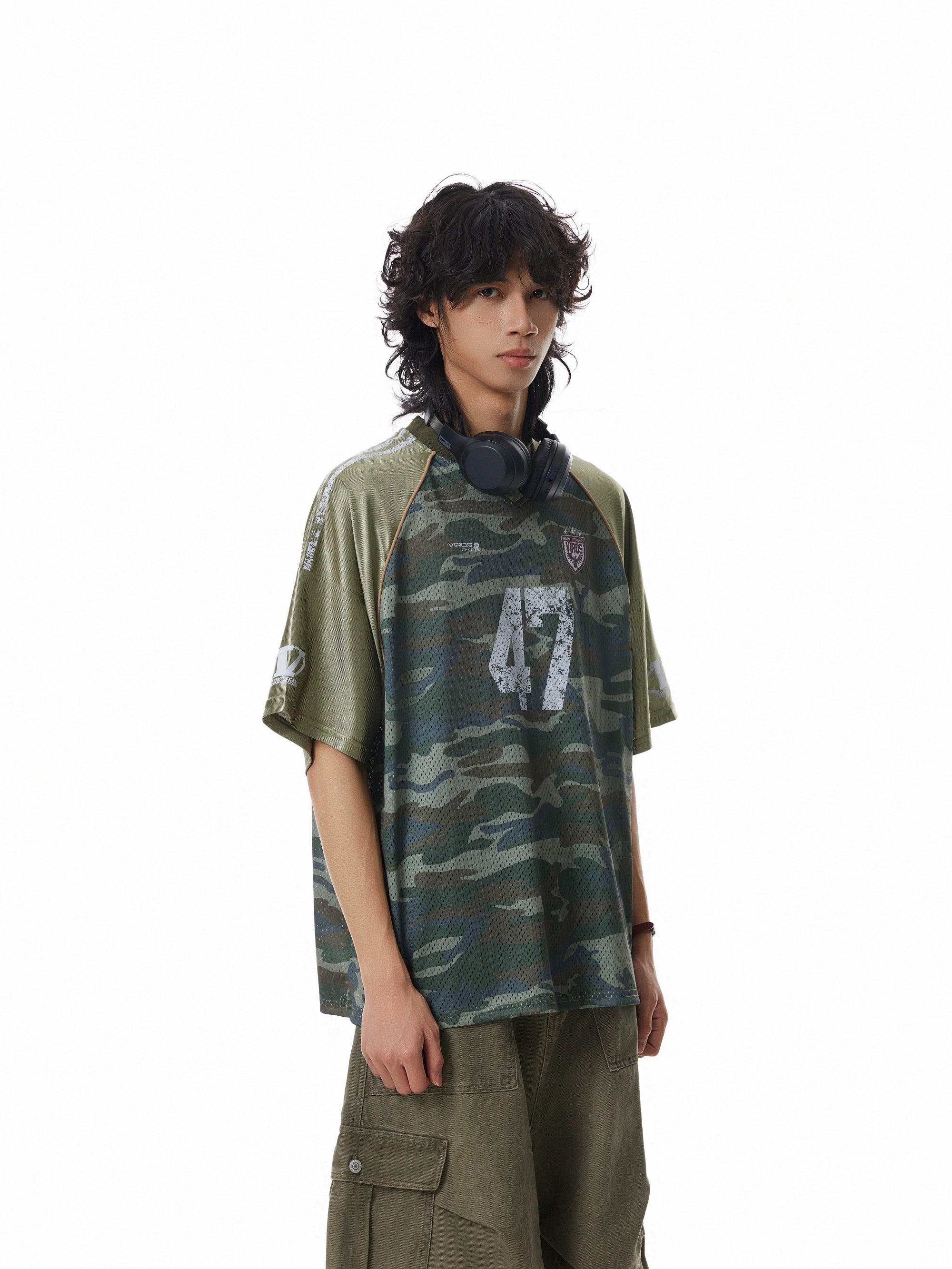 BTSG Mesh Camouflage Splicing Jersey Tee