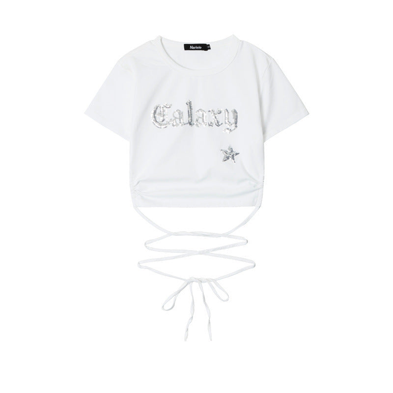Nariele European and American Babes Sexy Straps Short Tee