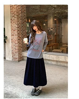 Kano Lazy Soft Waxy Rabbit Print Long Sleeve