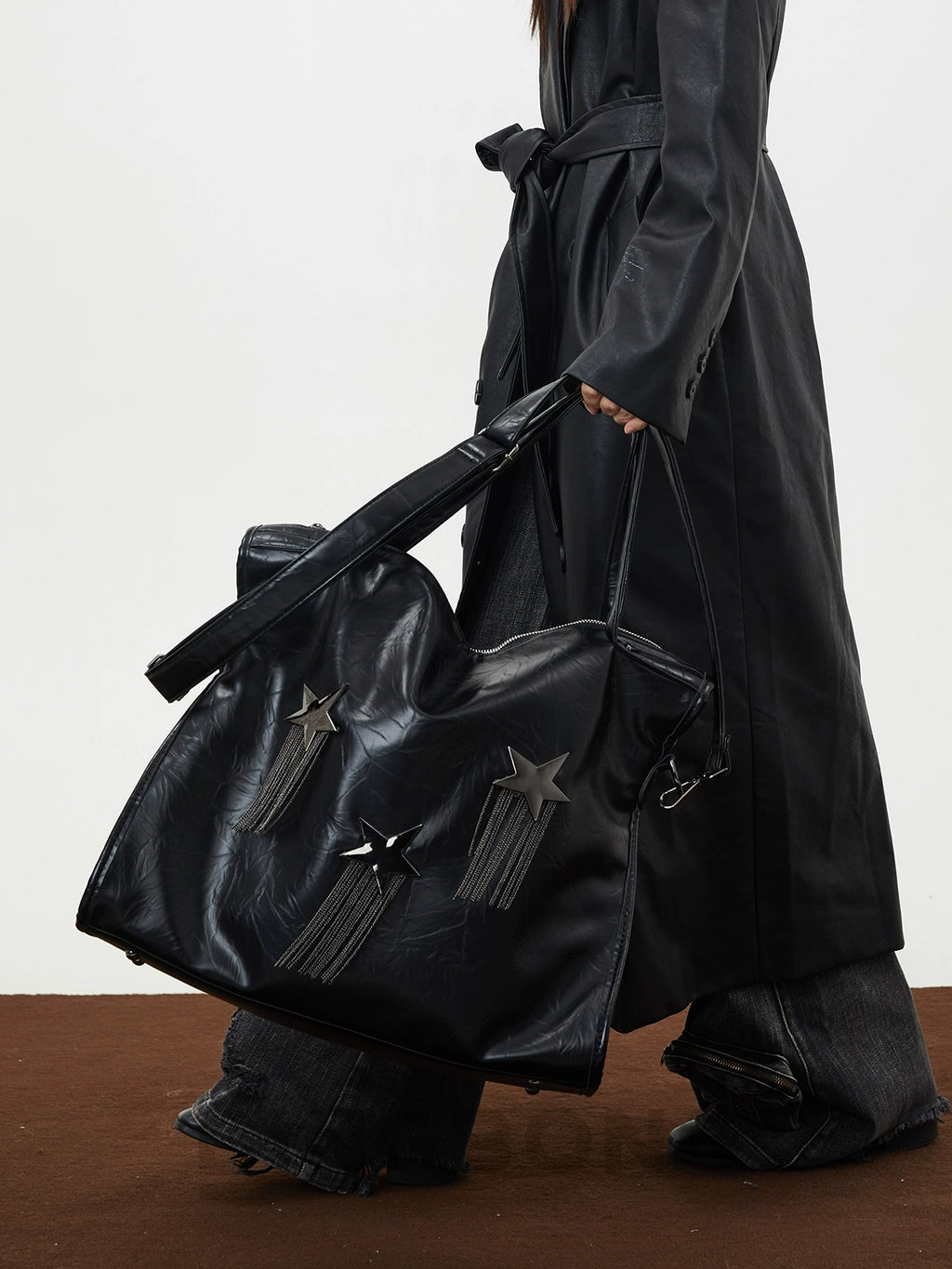 BINGBONG Large Capacity Messenger Tote Bag Single Shoulder Fringed Large Bag