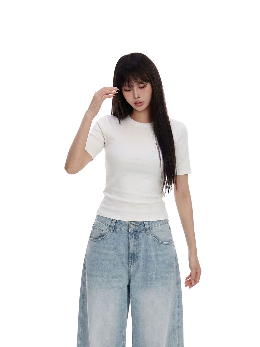 WITHMIN Front Shoulder Slim Fit Simple Versatile Tee