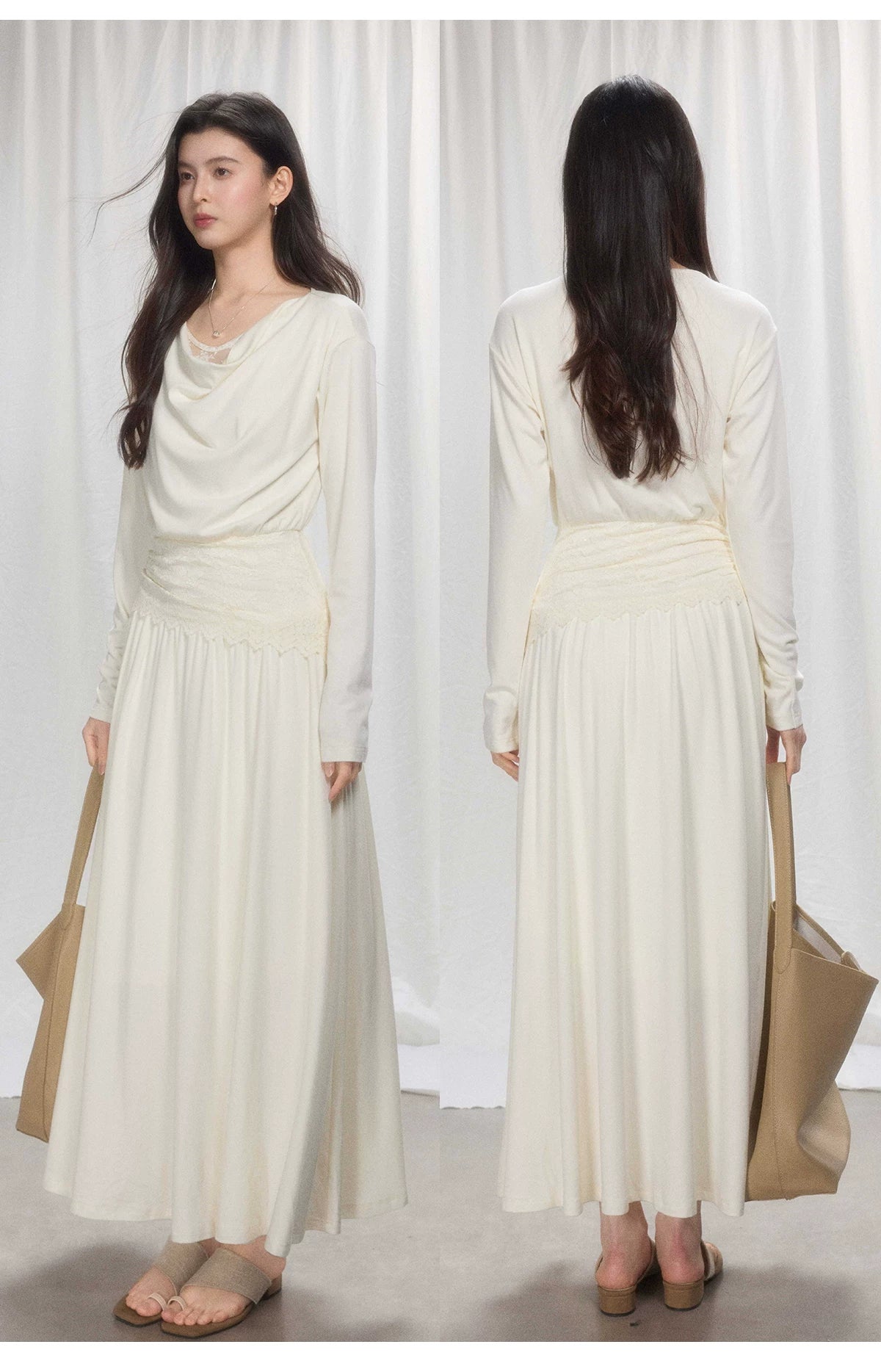 TYANG Temperament Swing Neck Long-sleeved Dress