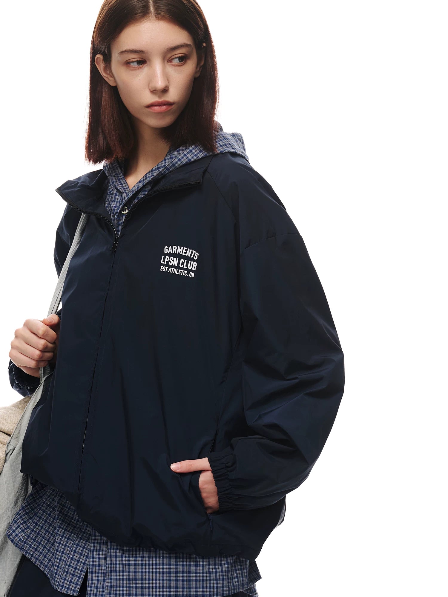 Loopsoon Back Print Stand-up Collar Fashion Coat