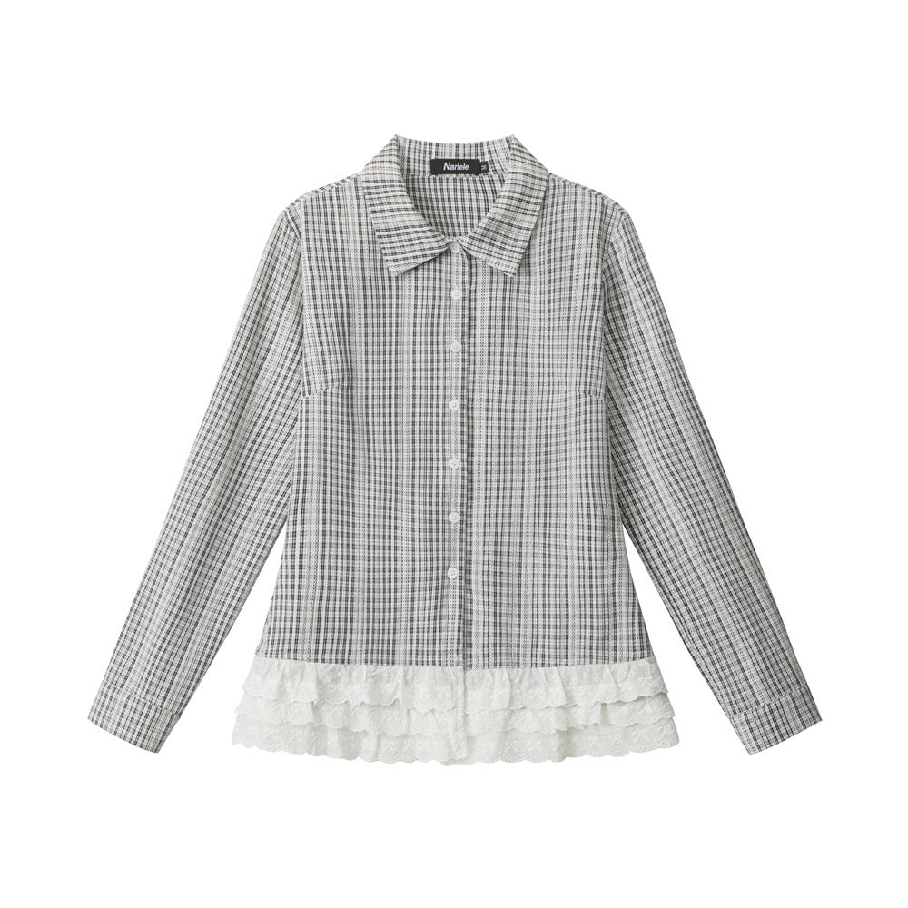 Nariele Plaid Slim-fit Long-sleeved Shirt