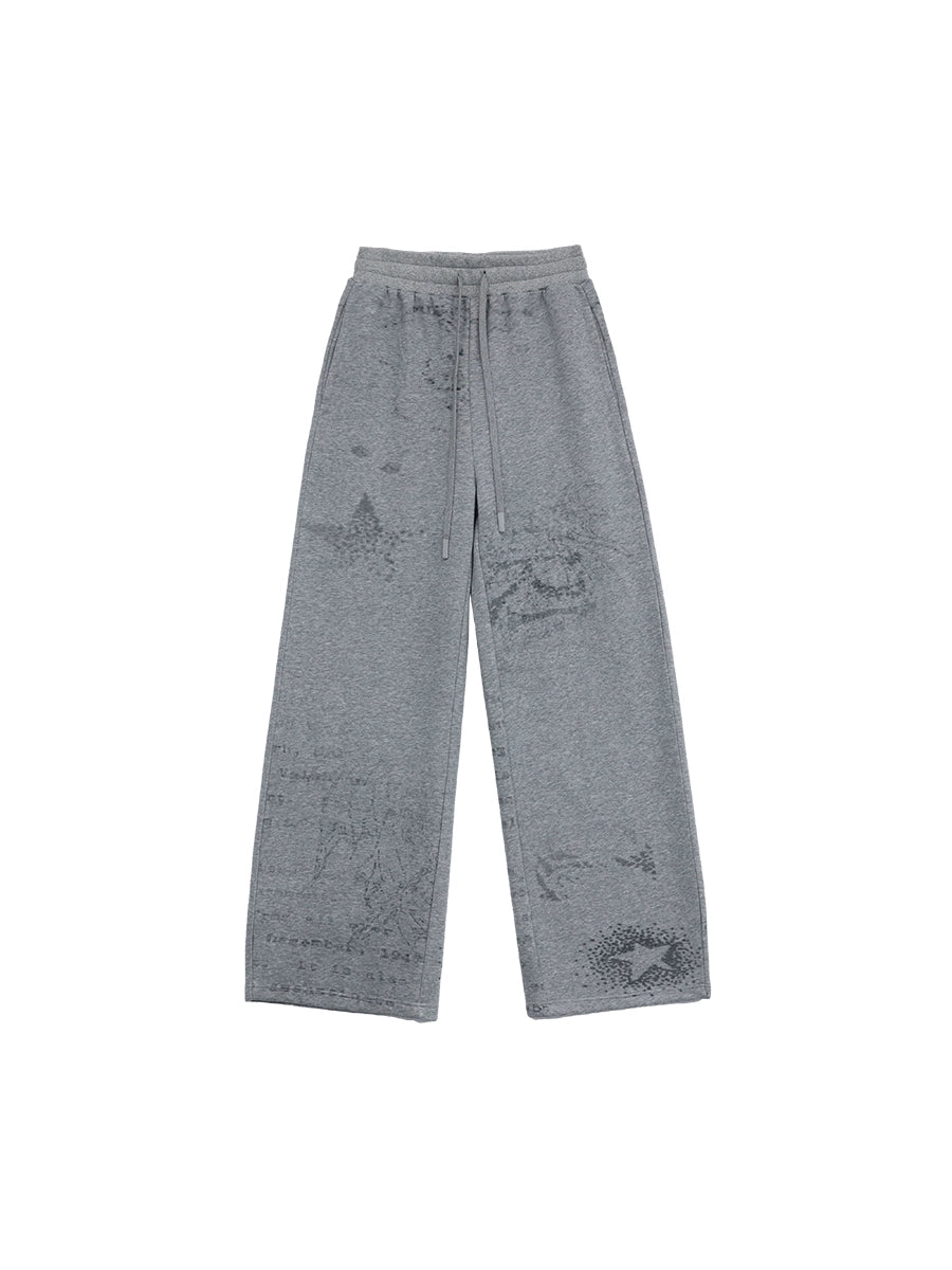 FUZZYKON Low Pixel Print Subculture Straight Sweatpants