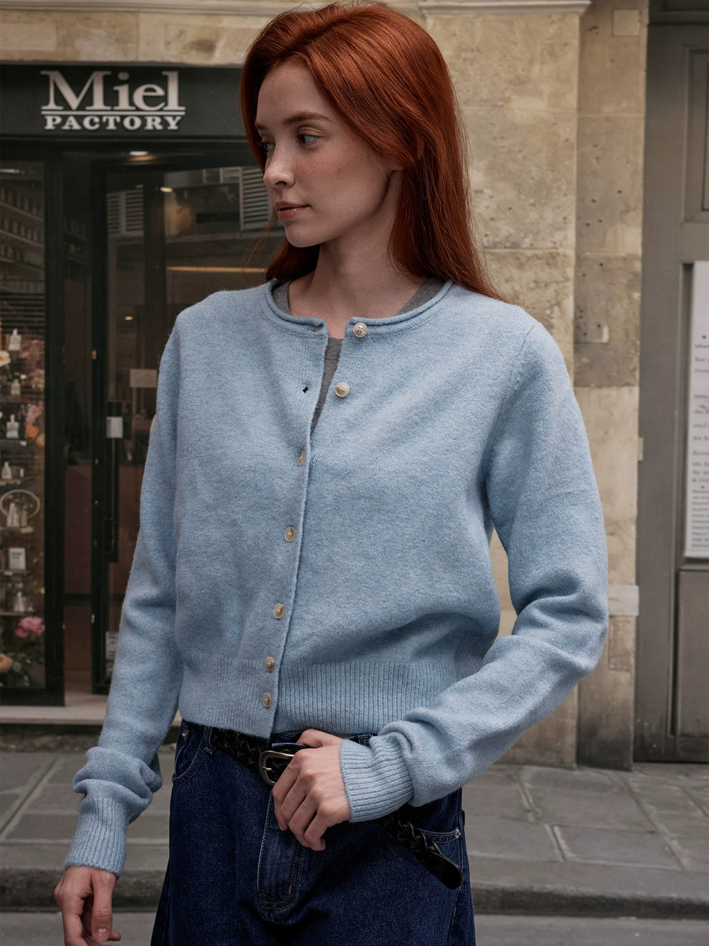 MADWITCH Vintage Crew Neck Knitted Cardigan