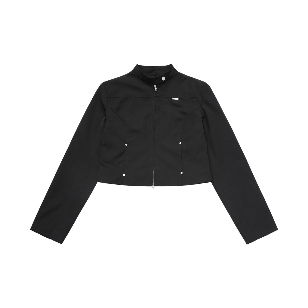 CHANYOOU Vintage Front Shoulder Skinny Stand-Up Jacket