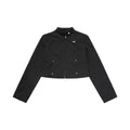 CHANYOOU Vintage Front Shoulder Skinny Stand-Up Jacket