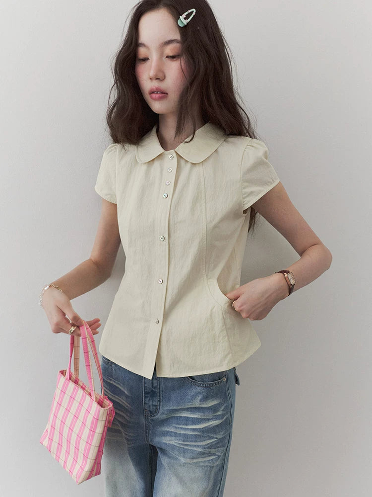 VOOE Lapel Versatile Skinny Shirt