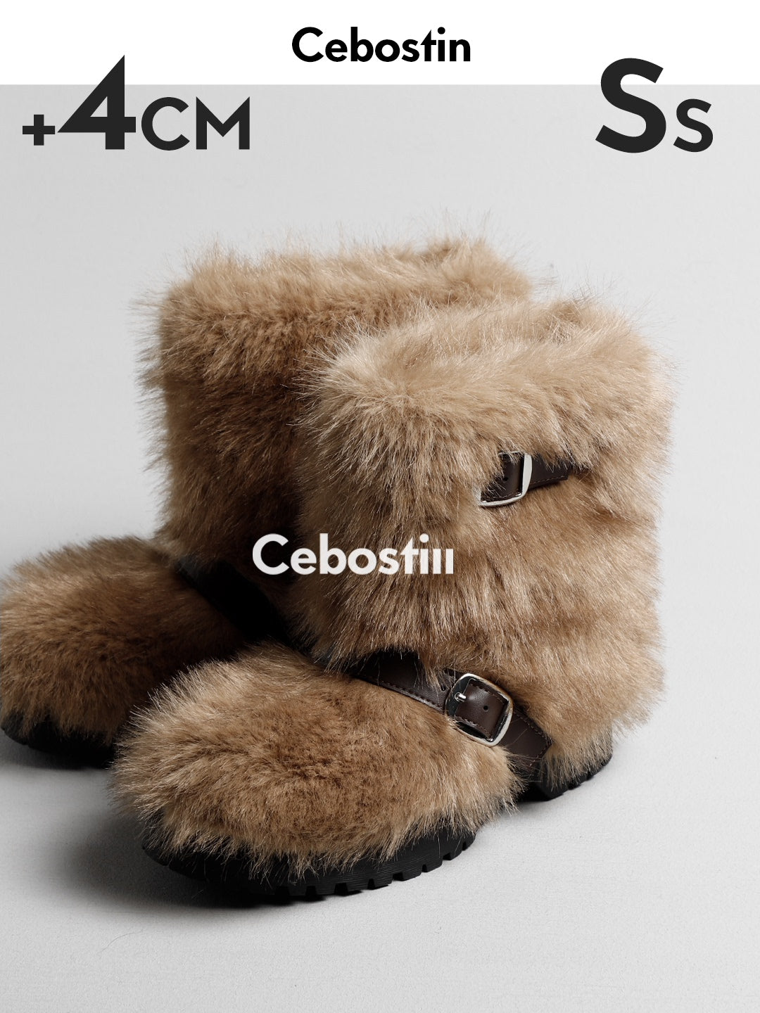 Cebostin Heightening Imitation Mink Hair Piled Boots