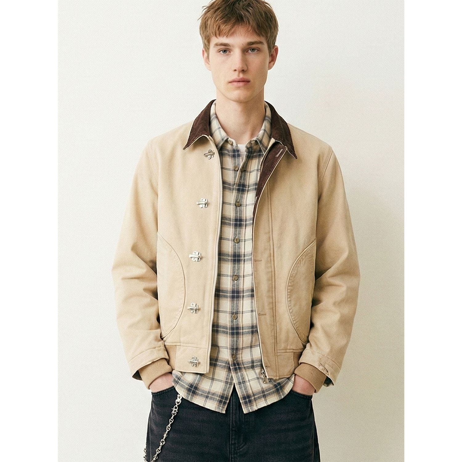 MADEEXTREME Retro Casual Color Matching Lapel Jacket