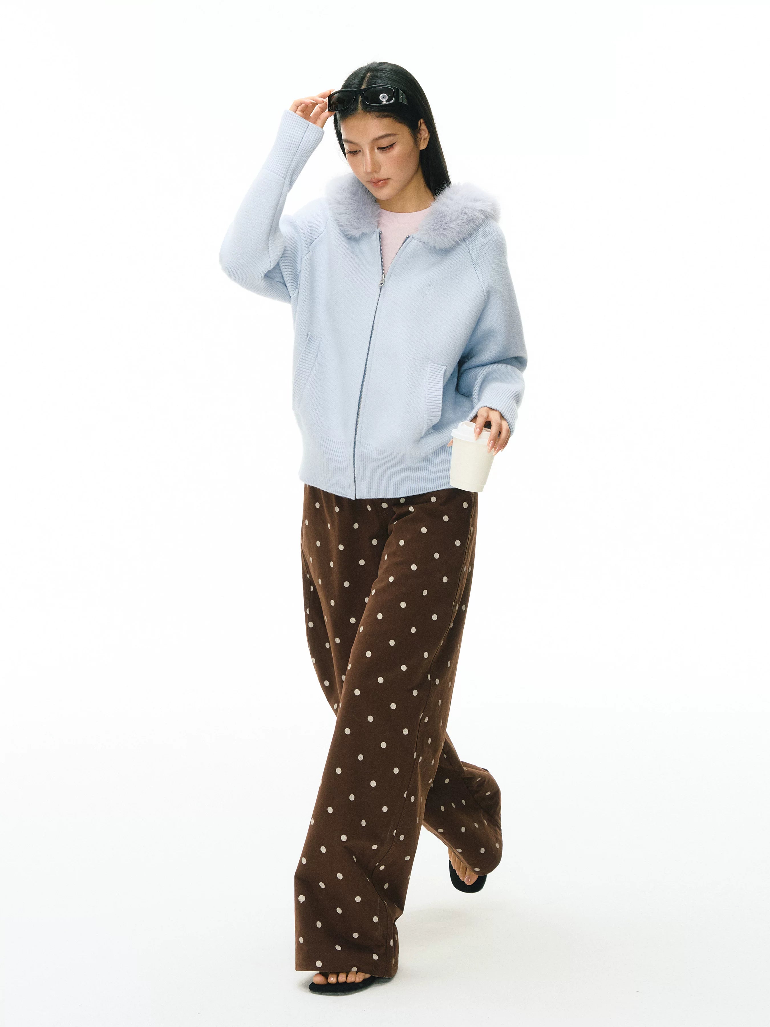 Ariseism Simple Casual Fur Collar Jacket