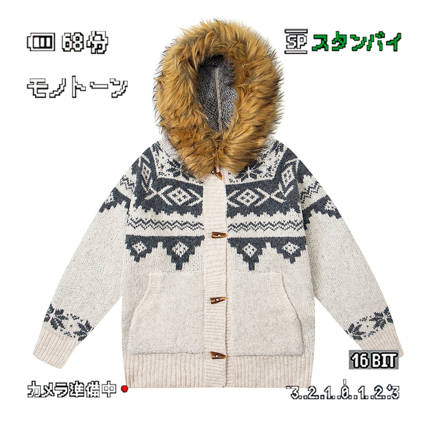 ALOHA Vintage Fur Collar Corner Button Jacket