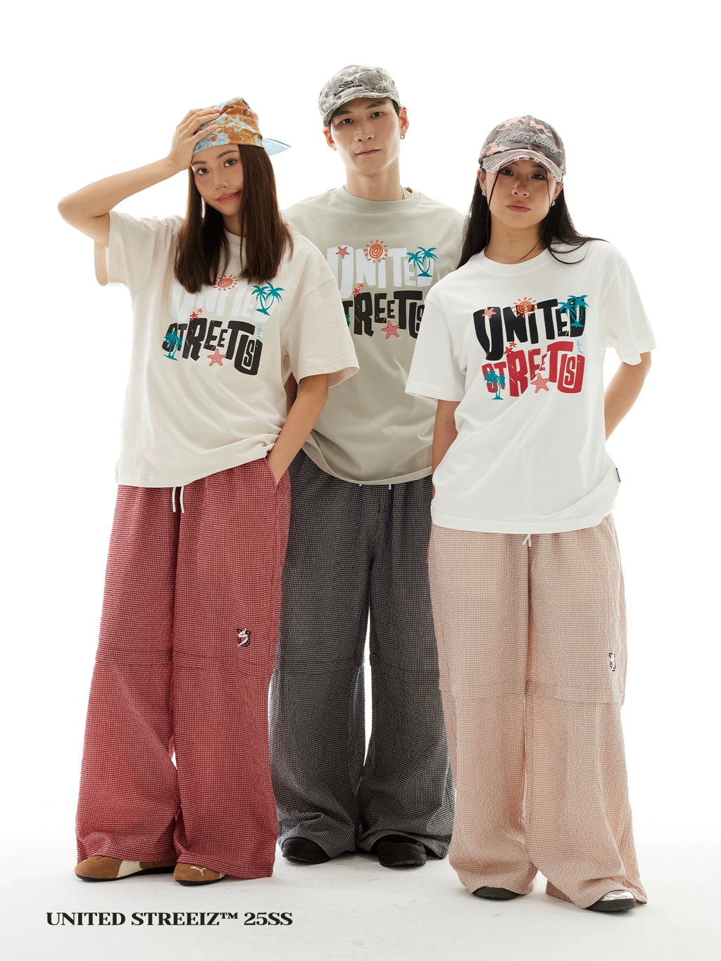 US Two-tone Embroidered Plaid Slacks
