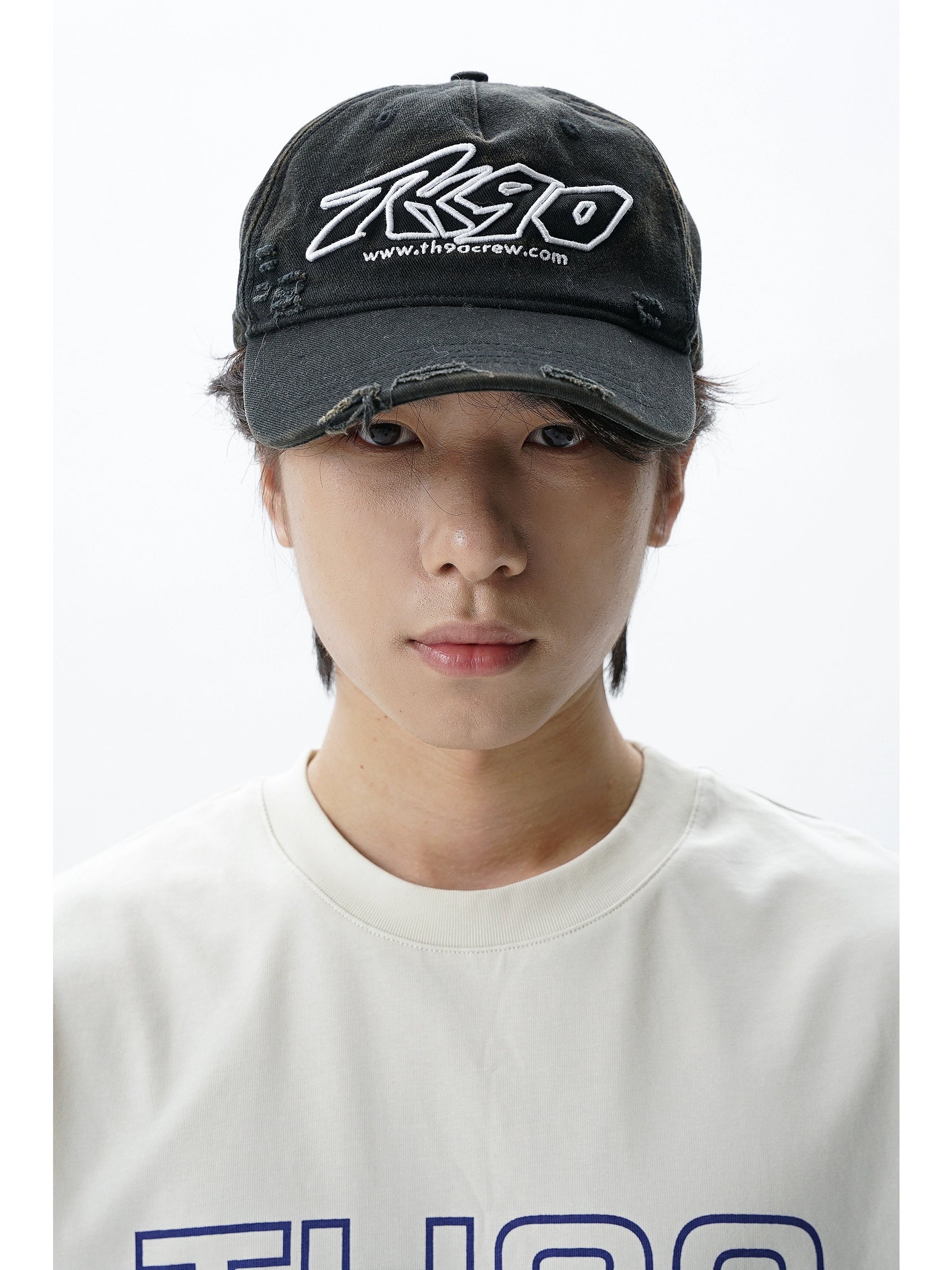 TH90 Retro Washed Three-dimensional Embroidered Cap