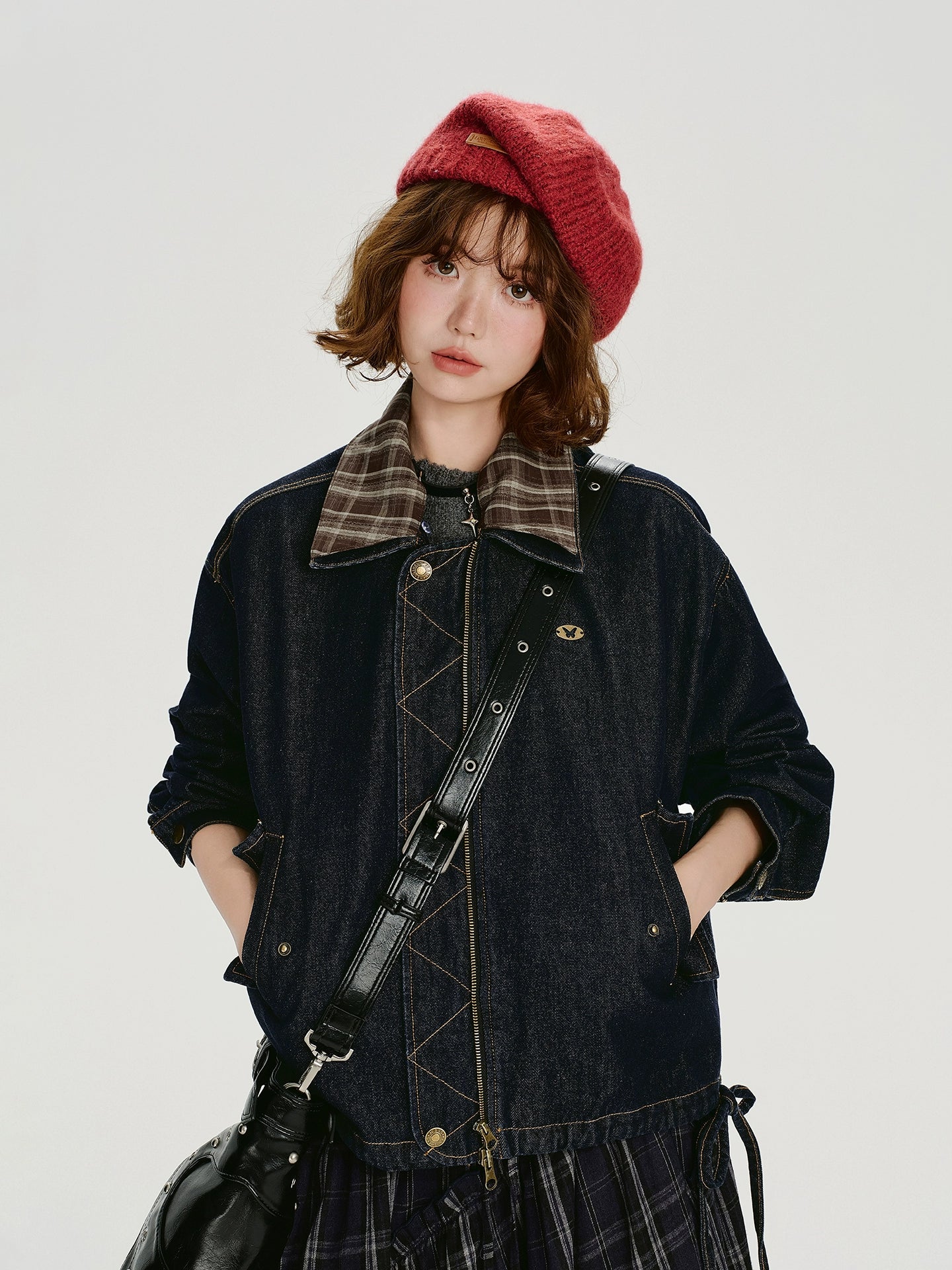 Girlyhalo Vintage Spliced Denim Jacket