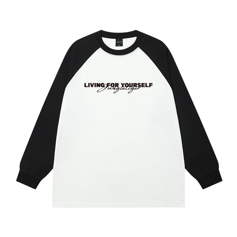 Jungle Tiger Alphabet Shoulder 100% Cotton Long Sleeve Tee