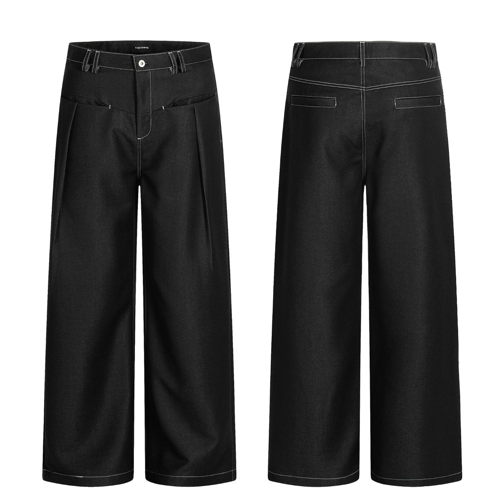 11KN Retro Bright Line Drape Versatile Trousers