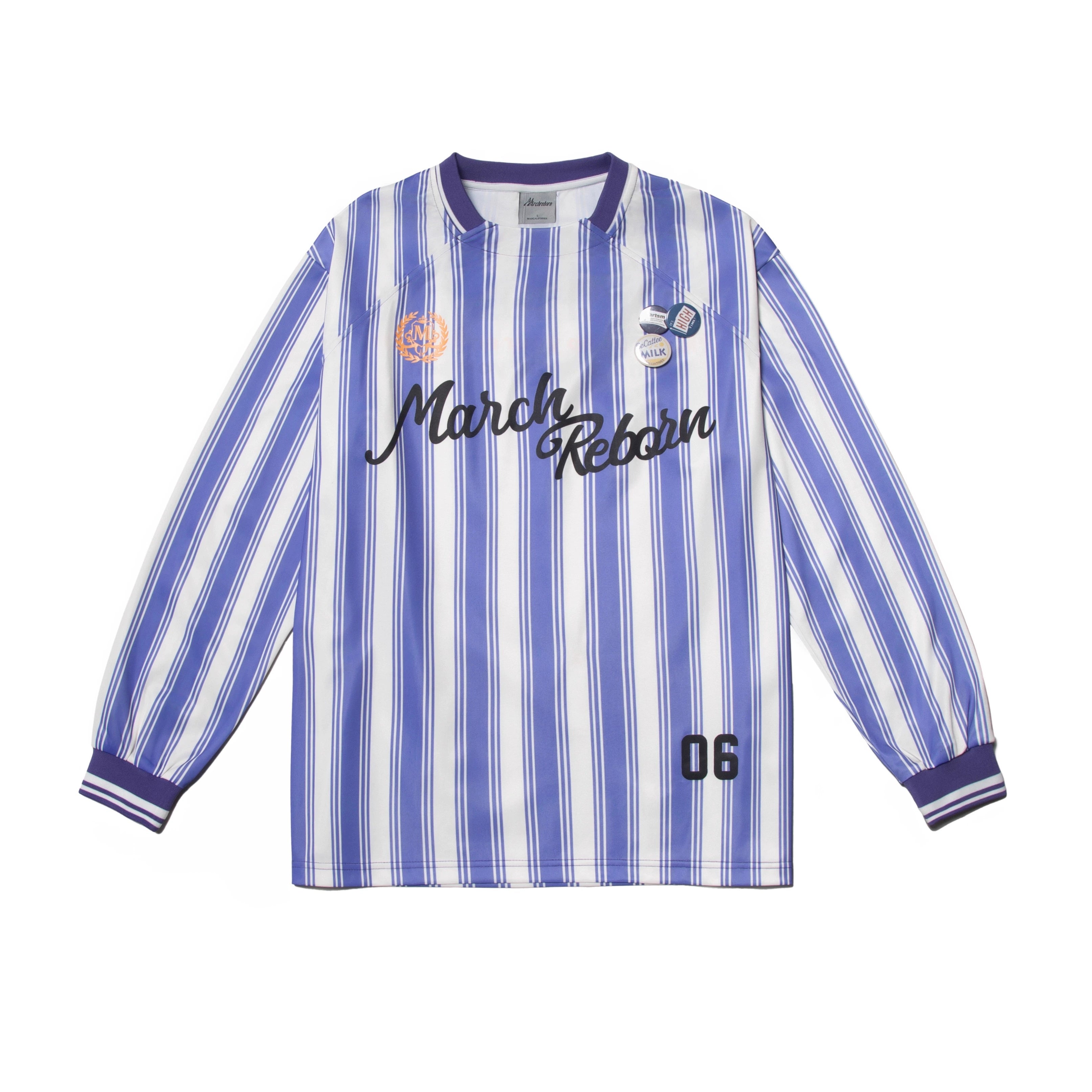 March Vintage Striped Football Style Print Long Sleeve
