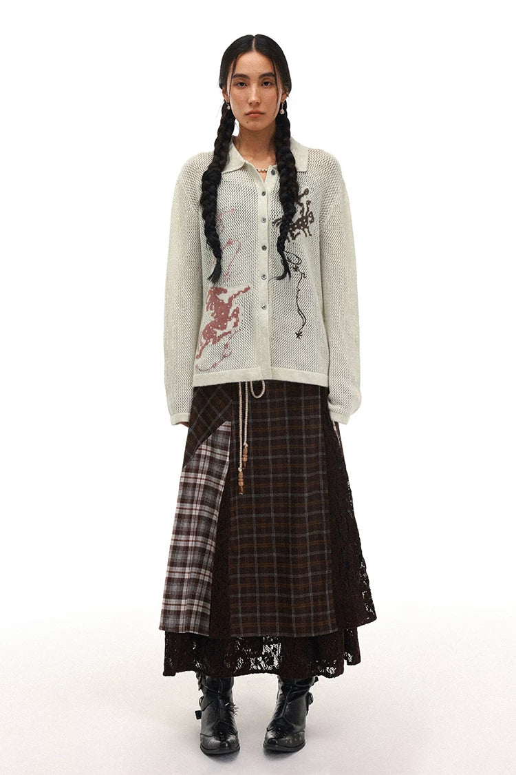 PHYS Year of The Horse Floral Jacquard Lapel Cardigan