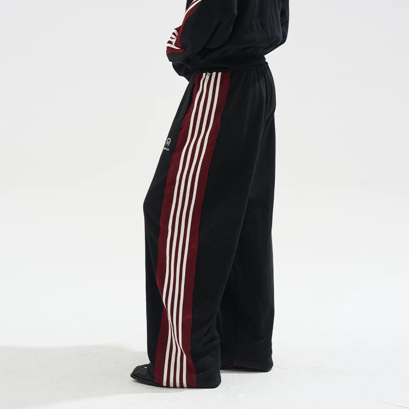 BLINDNOPLAN Rough-trimmed Striped Contrasting Sweatpants