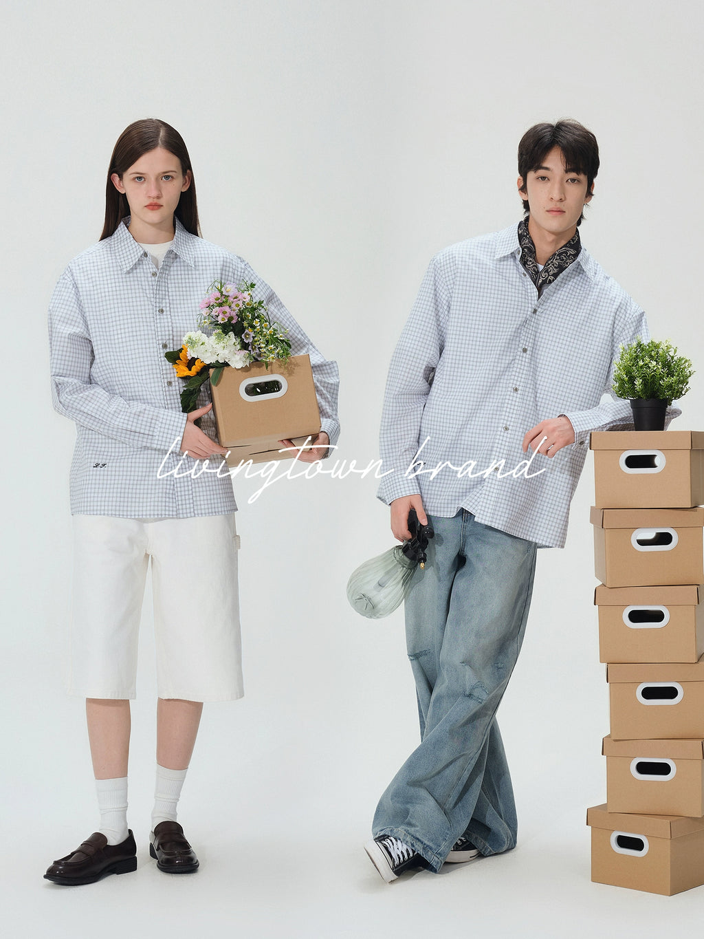 LIVINGTOWN Premium Check Long Sleeve Shirt