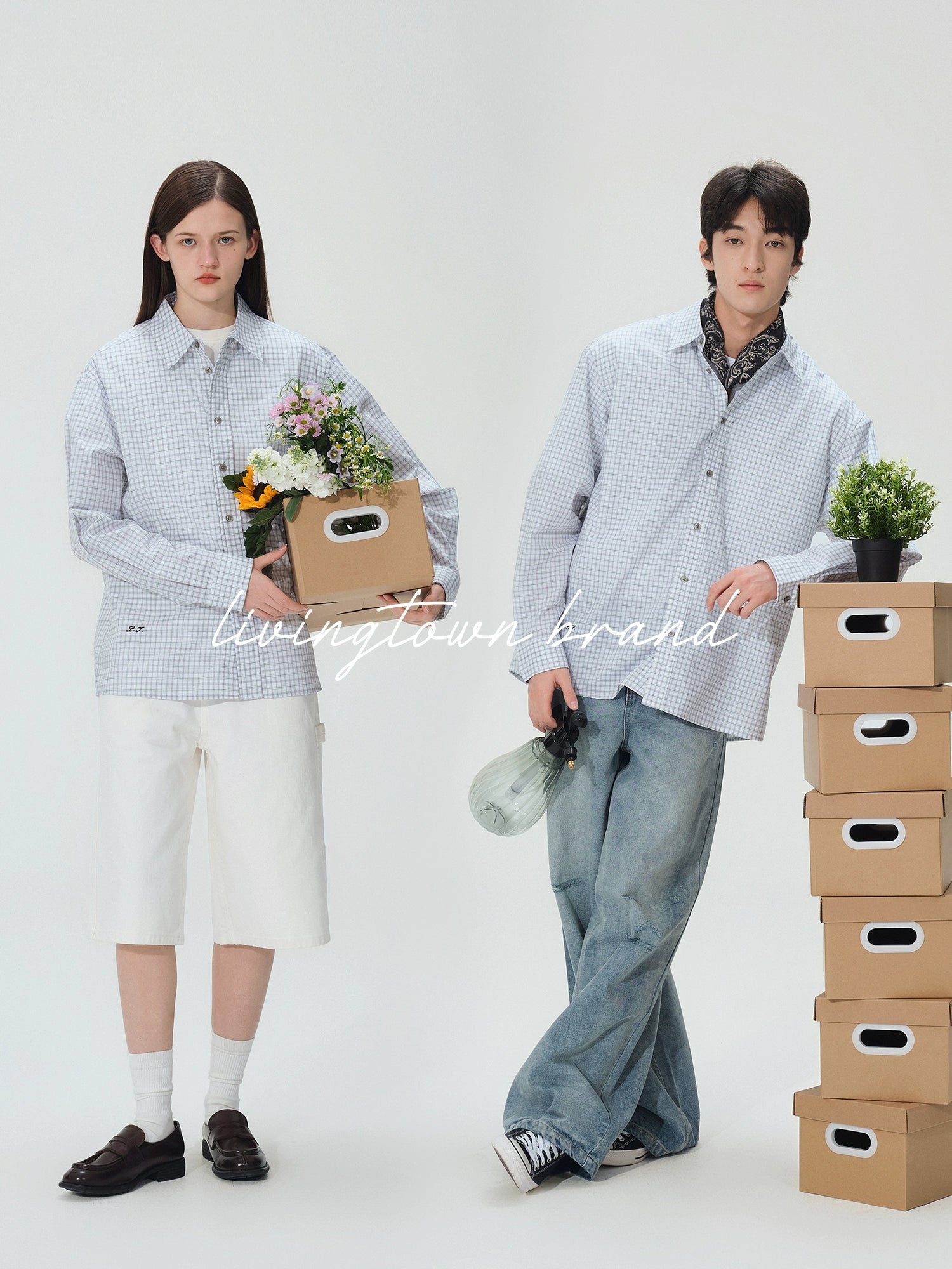 LIVINGTOWN Premium Check Long Sleeve Shirt