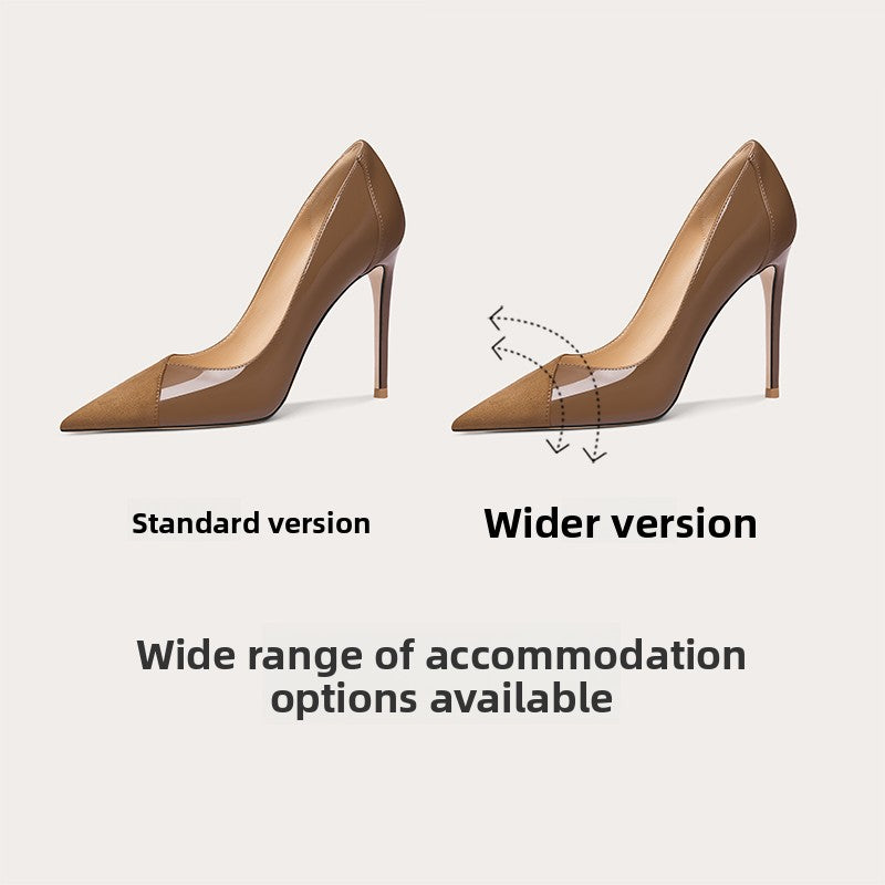 Lily Wei Color Matching Patent Leather High Heels