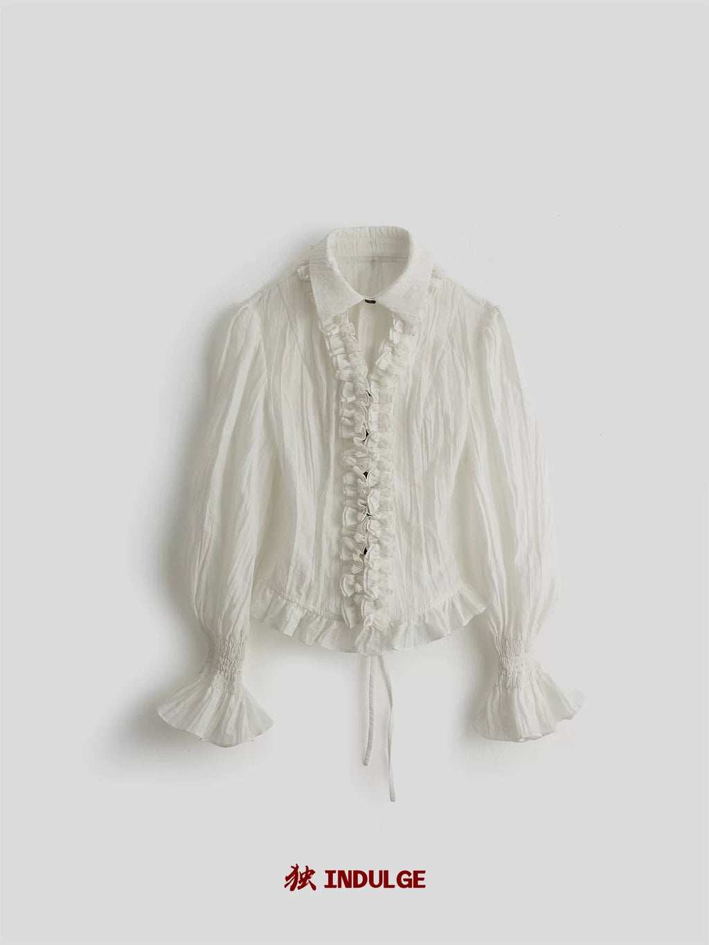 INDULG Fungus Lace V-neck Strap Waist Shirt