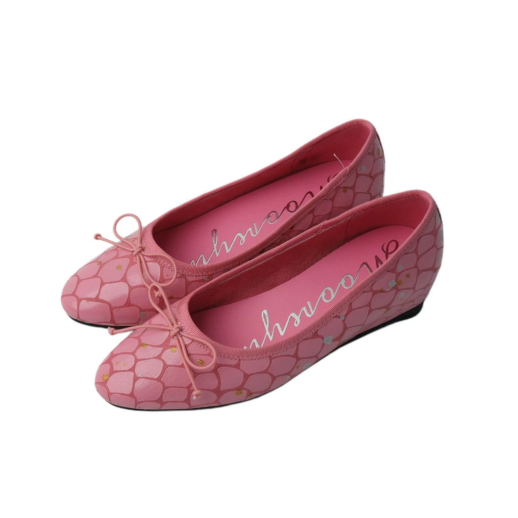 Mooreyu Bow Irregular Polka Dot Shallow Mouth Flat Shoes