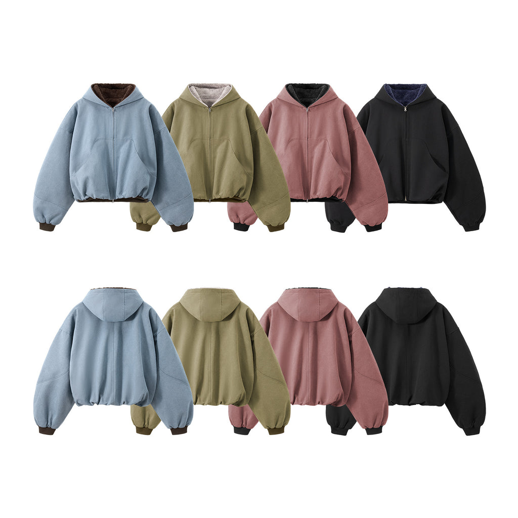 Inflation Short Contrasting Plush Zip Jacket