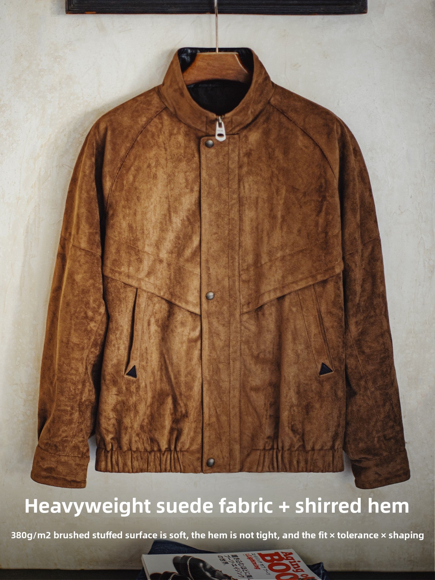 Madden Vintage Suede Coach Stand-Up Collar Fur Jacket