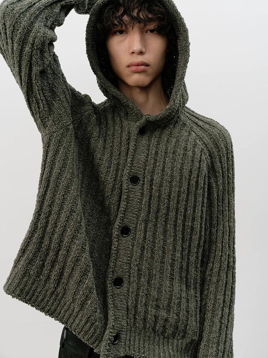 JCAESAR STUDIO Thick Pit Strip Knitted Hooded Sweater