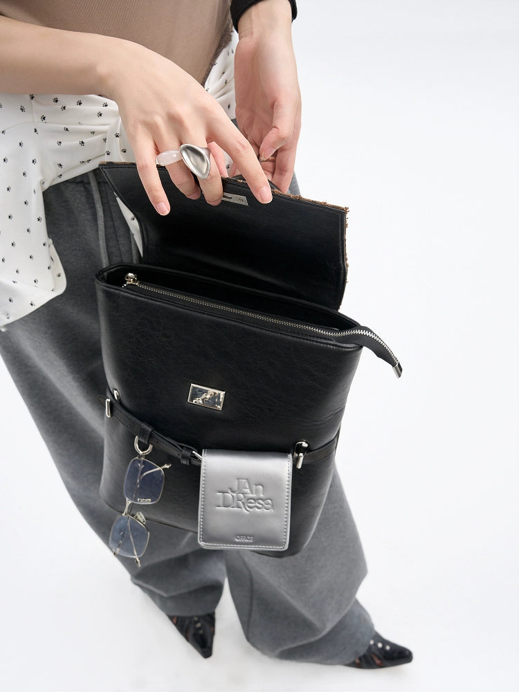 JANDRESS Spliced Leopard Leopard Belt Buckle Backpack