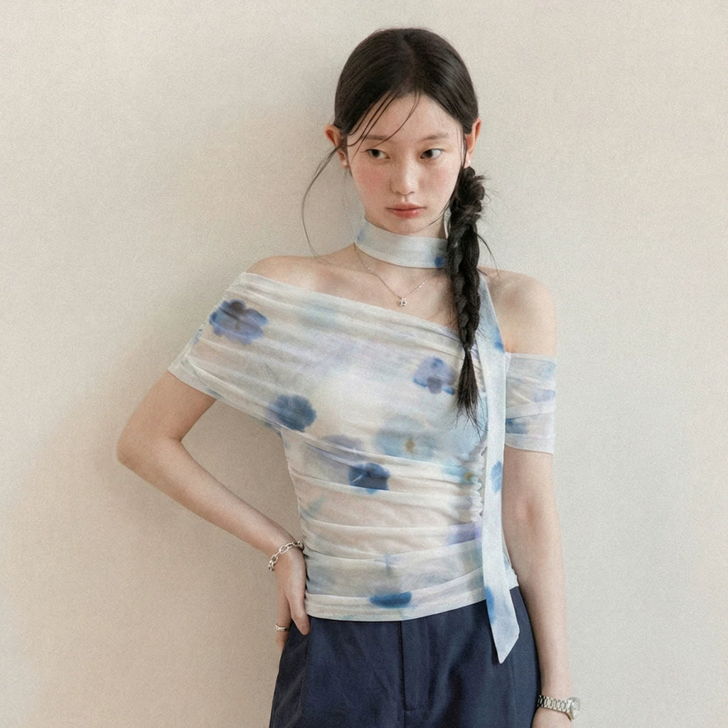Cantonstory Casual Versatile Floral Tee
