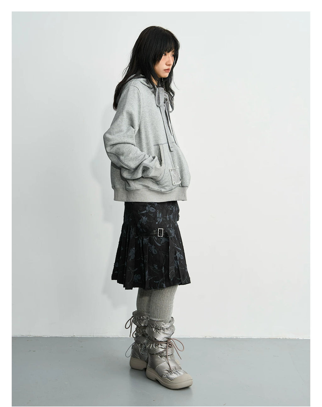 Enteralt Embroidered Loose Pullover Hooded Sweater