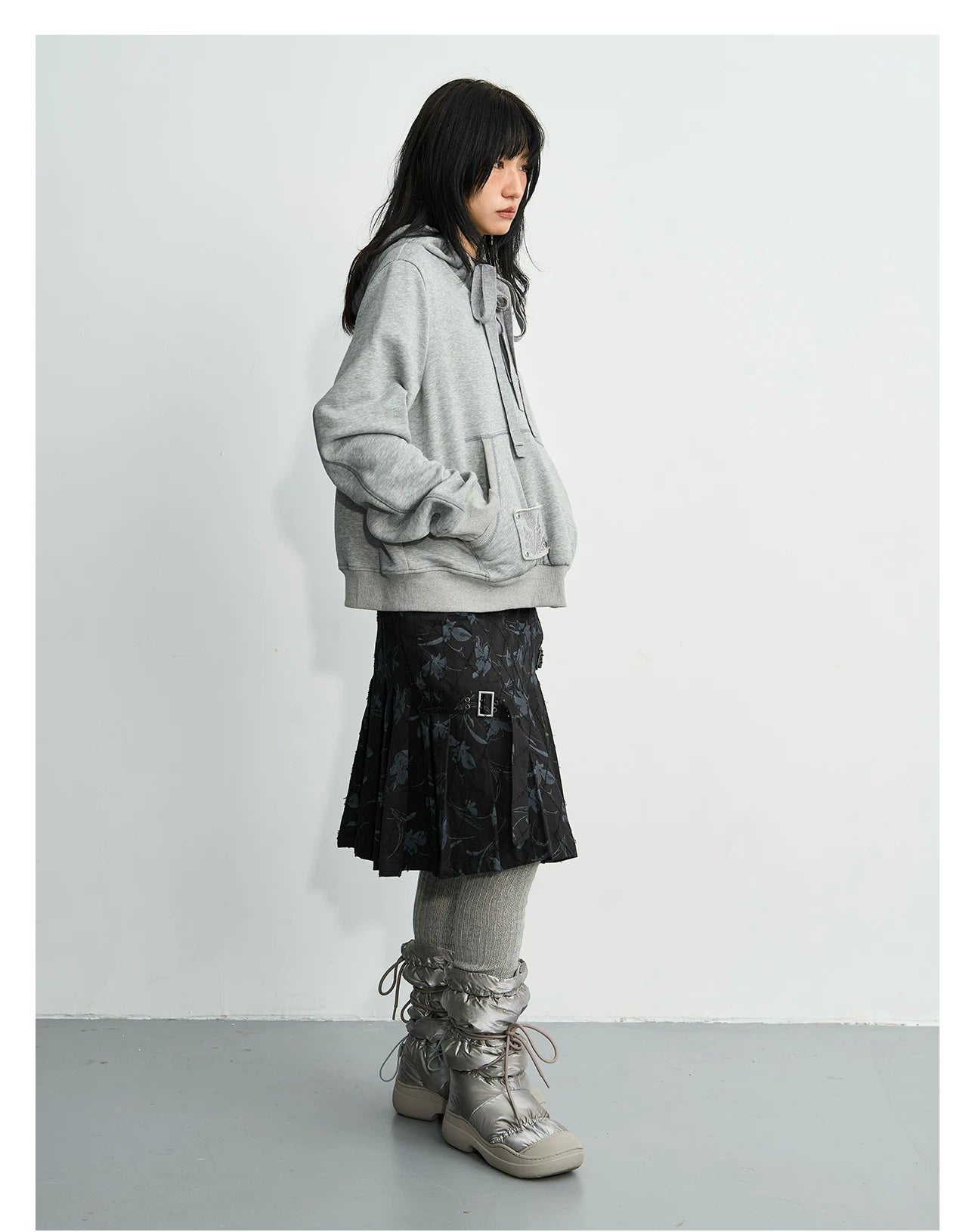 Enteralt Embroidered Loose Pullover Hooded Sweater