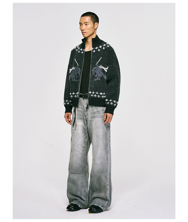 CATSSTAC Stand-up Neck Sweater Cardigan