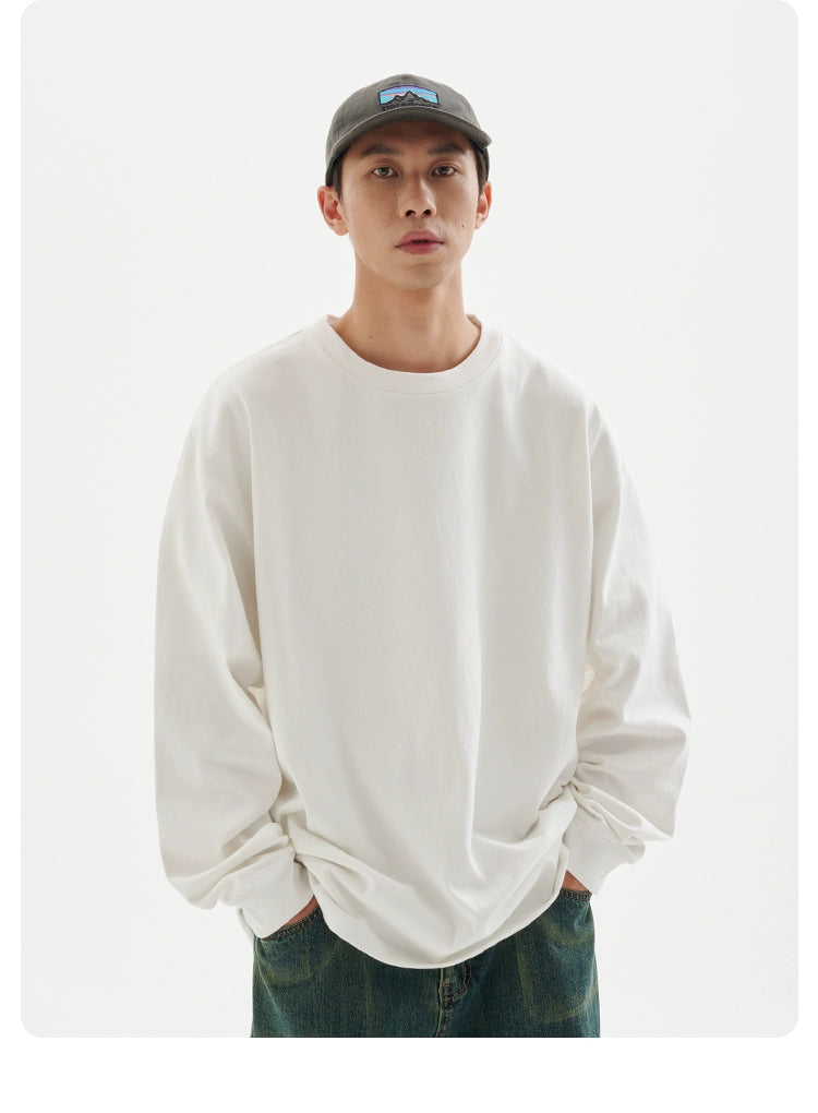 BUTTBILL four-pin six-thread heavy 300G round neck long-sleeve Tee
