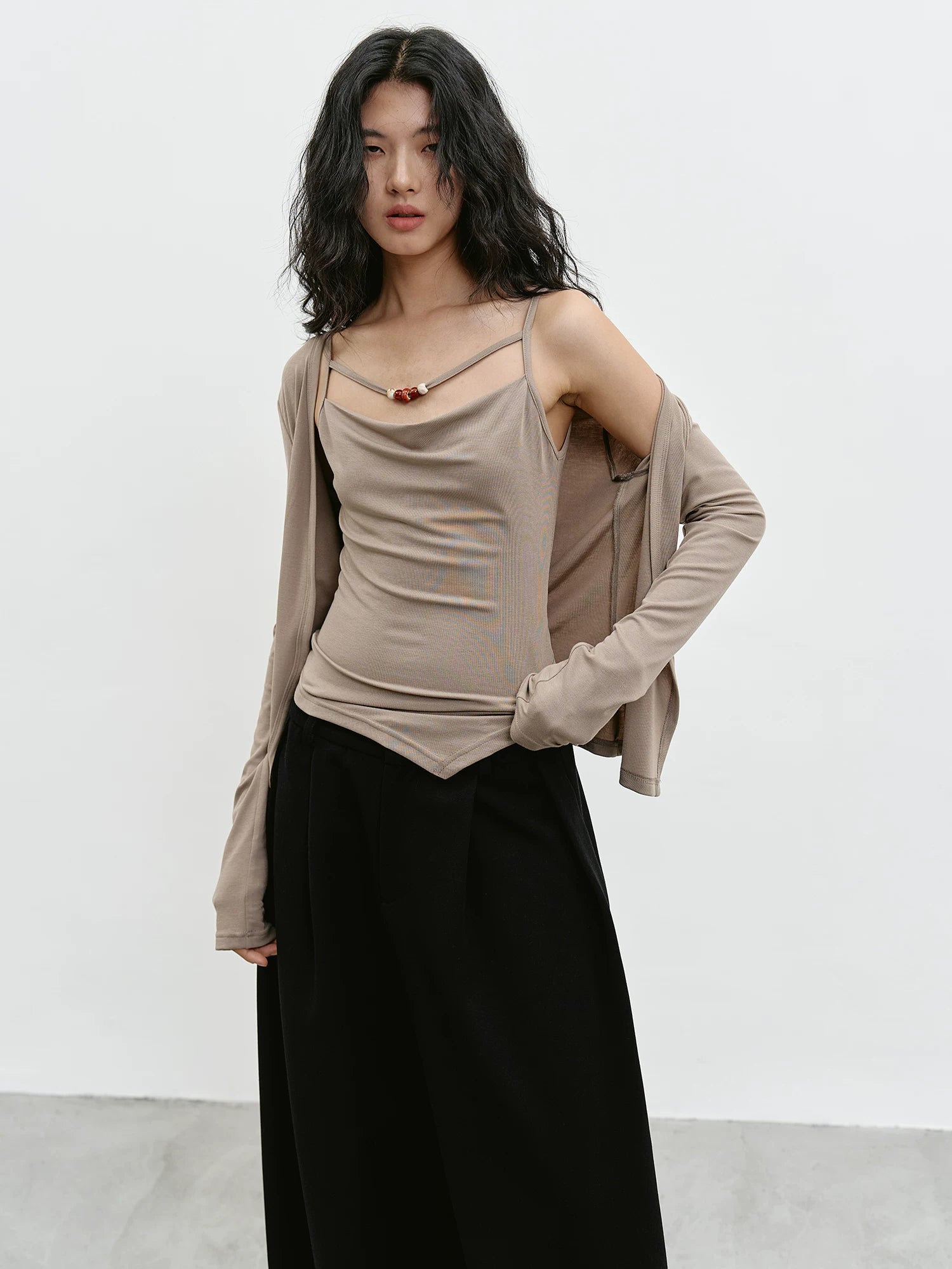 EIGHTHMONTH Casual Suspender Blouse Two-piece Set