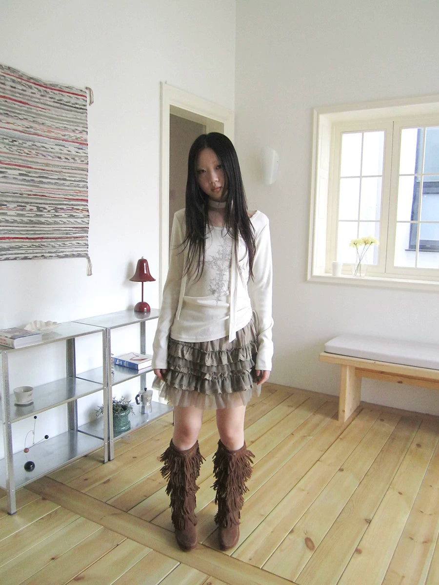 Ang: Project Pleated Strap Slim Slim Print Long Sleeve